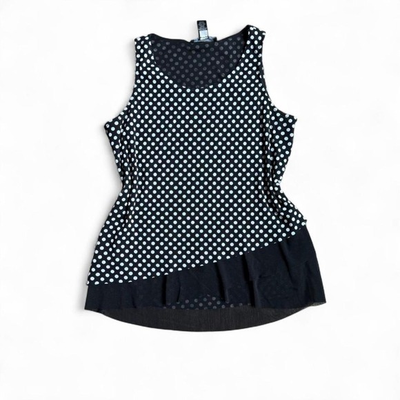 INC Petite Medium Polka Dot Sleeveless Top Asymmetrical Hem Retro Romantic - Picture 1 of 3